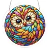 (25cm)DIY Acrylic Jigsaw Puzzle Window Hanging with Hanging Chain DIY Stained Glass Decoration Round Window Puzzle Decor for DIY Craft Project (Stained Glass Owl)