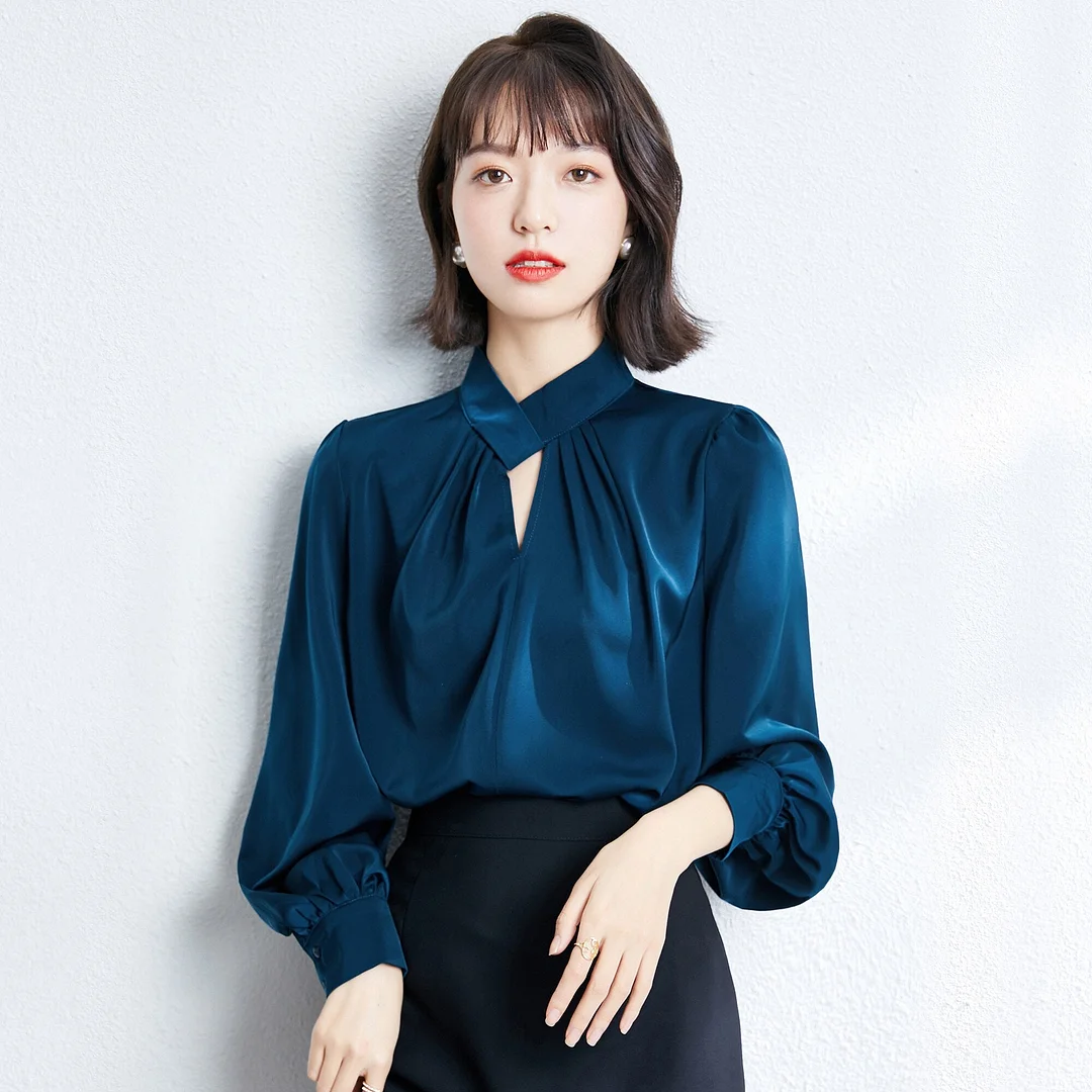 Spring Summer Women Blouses Elegant Korean style Fashion Satin shirts Loose Chiffon Long sleeve female blusas tops