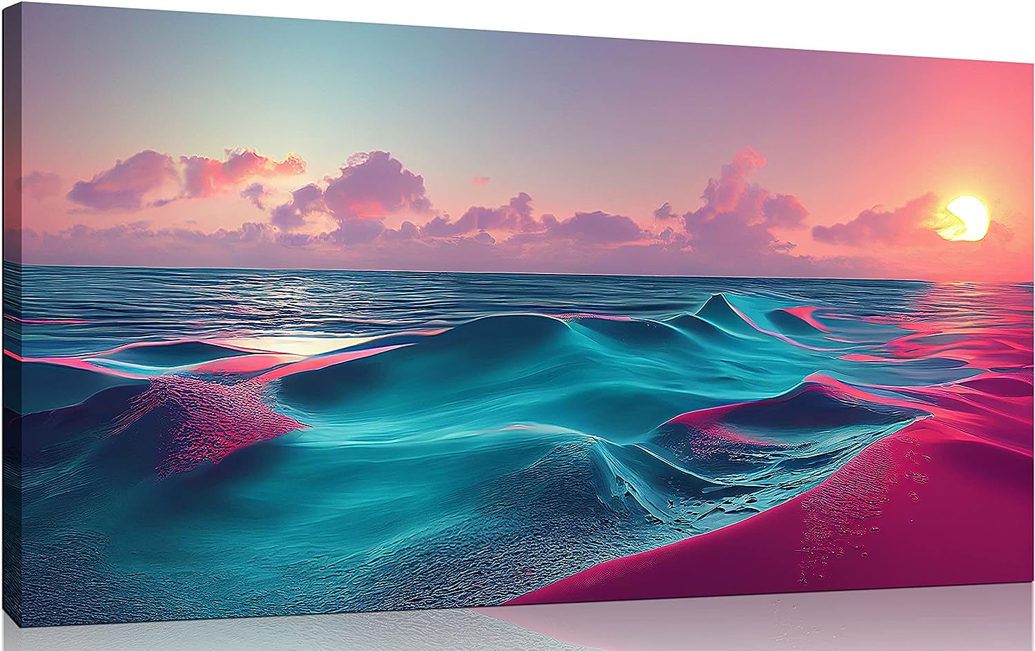 Beach Pictures Wall-Art For bedroom - Blue Ocean Wall Decor For Bedroom Women - Sunset Wall Art Ready To Hang Size 40 x 20 Inch 40&#039;&#039;X20&#039;&#039;