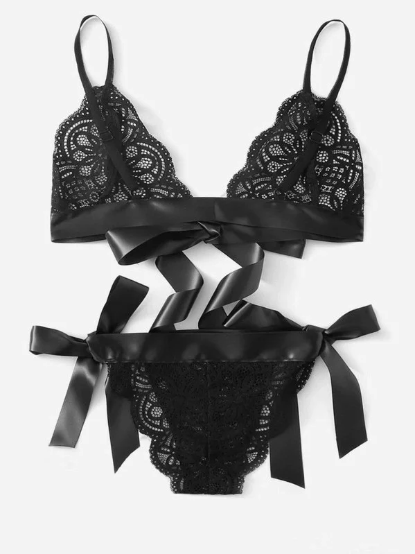Churchf New Sex Underwear Sexy Women's Three-Point Big Bow