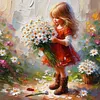 Peinture &agrave; l'huile Daisy Girl-Peinture Diamant Ronde Compl&egrave;te-40*40CM