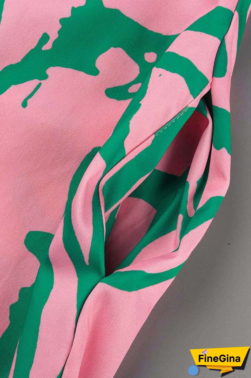 Khaki Casual Print Patchwork O Neck Long Sleeve Dresses