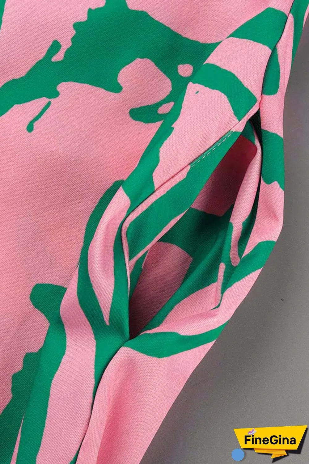 Khaki Casual Print Patchwork O Neck Long Sleeve Dresses