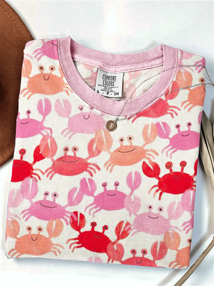 Comstylish Lovely Crab Pattern Comfy T Shirt