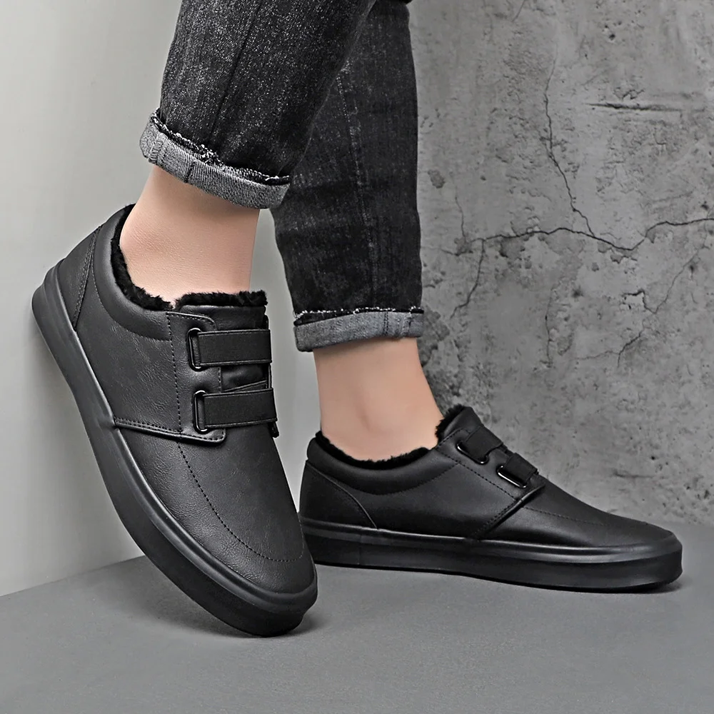 Yyvonne Men's Shoes Autumn And Winter New Cotton Shoes Casual Leather Shoes Fashion Soft Soles Pedal Shoes Men's Cotton Shoes