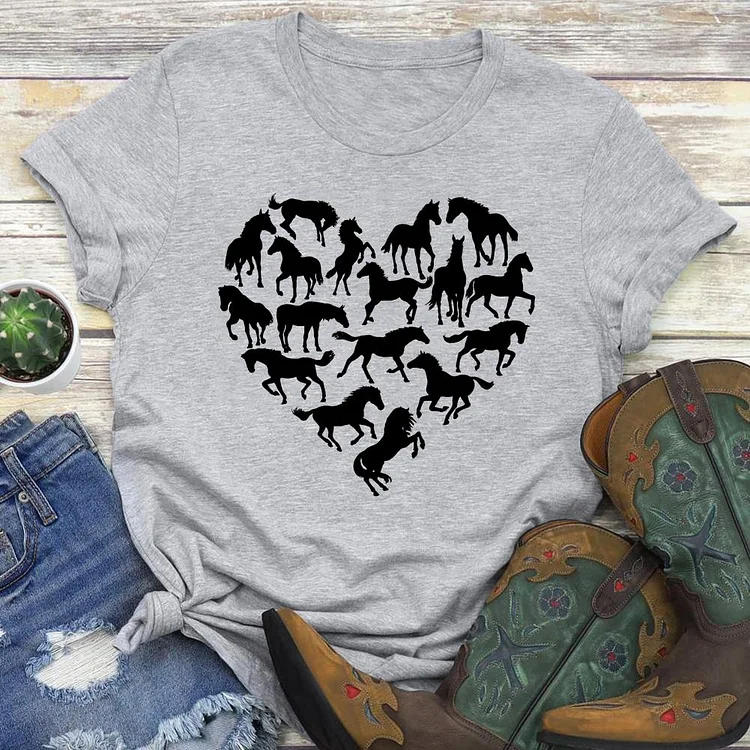 Horse Heart Round Neck T-shirt