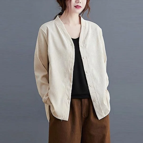 Long Sleeve Casual Jackets New 2020 Autumn Vintage Solid Color Loose Comfortable Female Outerwear Coats