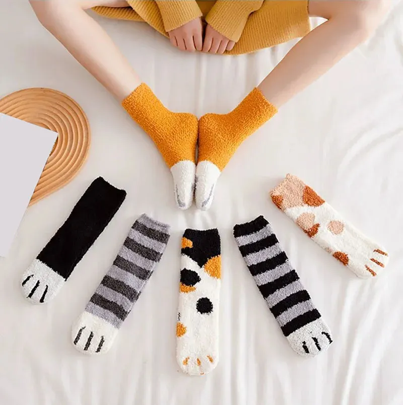Brownm Paw Plush Socks