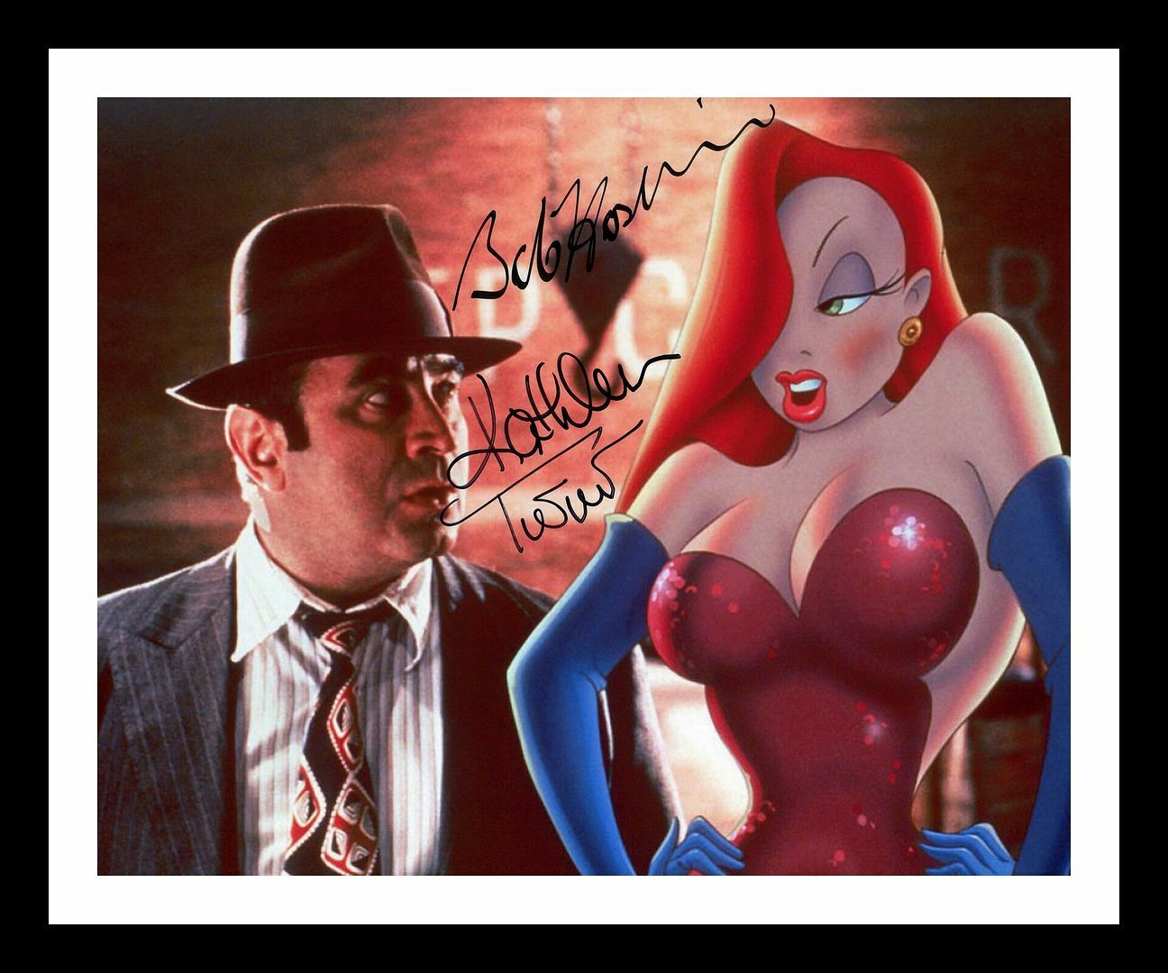 Who Framed Roger Rabbit - Bob Hoskins & Kathleen Turner Signed & Framed Photo Poster painting