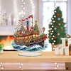 (US Local)Xmas Sailboat DIY Table Top Diamond Painting Desktop Ornaments Kit