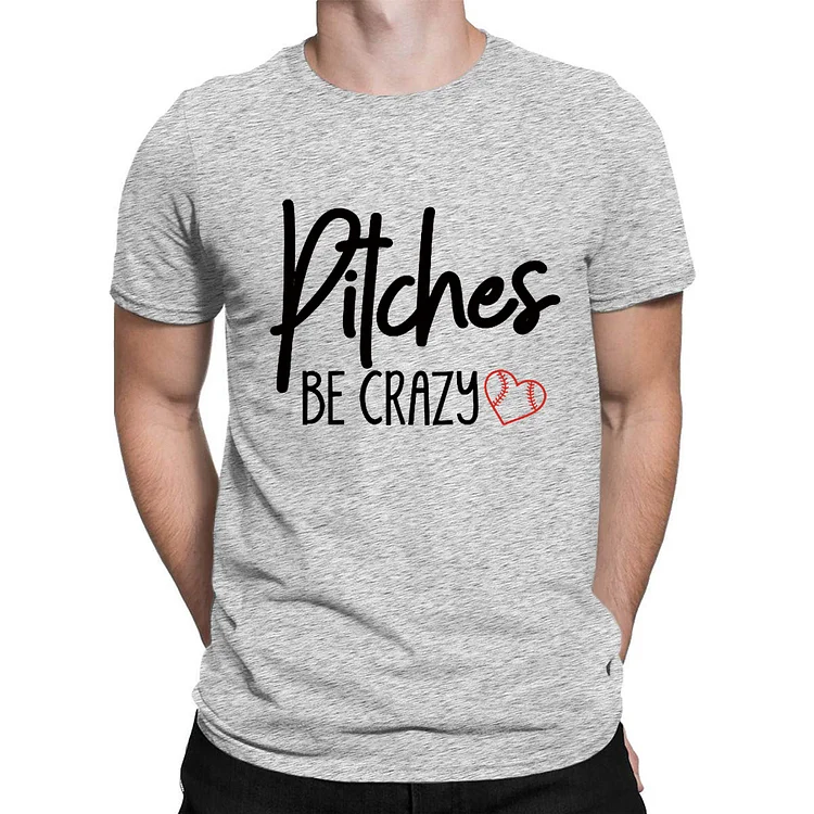 Baseball Pitches be crazy Mens Short Sleeve Print T-Shirt-00109-Annaletters