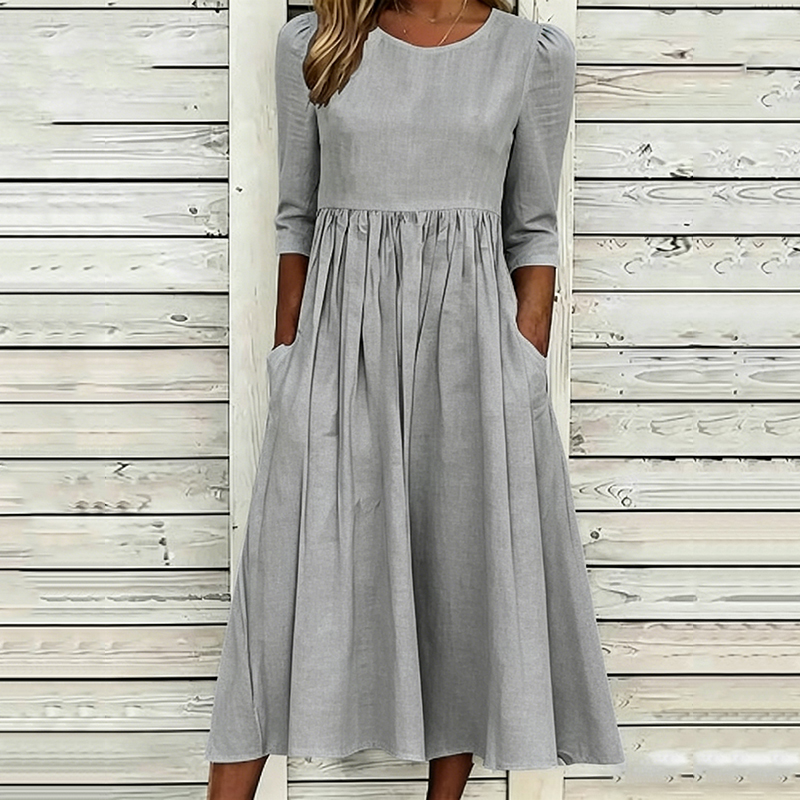 Comstylish Women's Solid Color Casual Cotton Dress