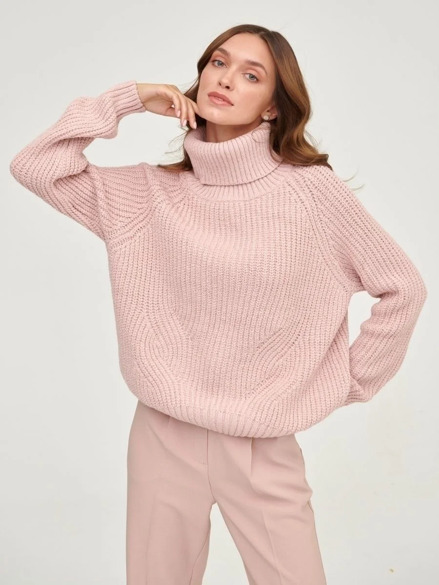 Knitted Loose High Neck Thickened Sweater Lapel