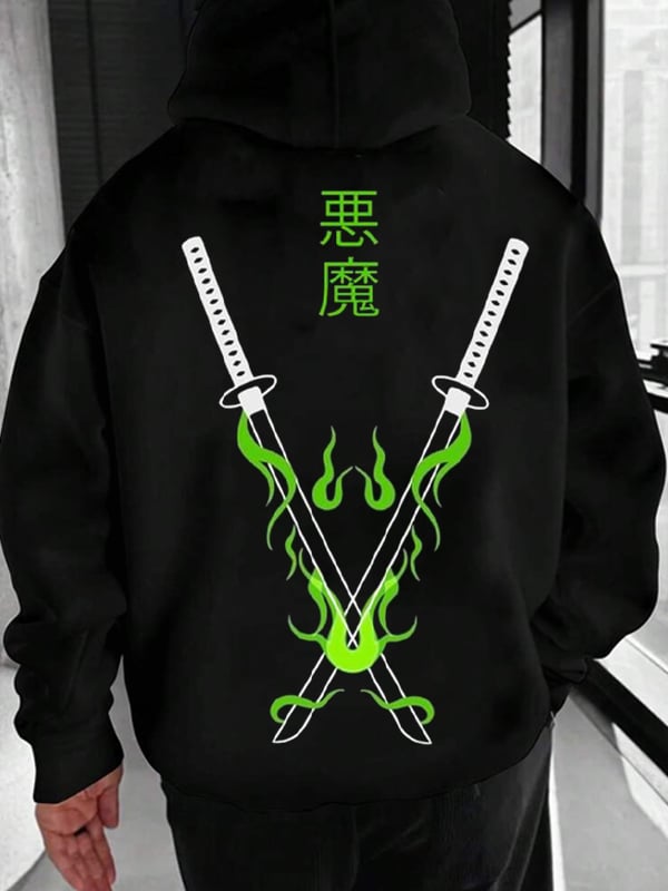 Unisex Casual Anime Print Oversized Hoodie
