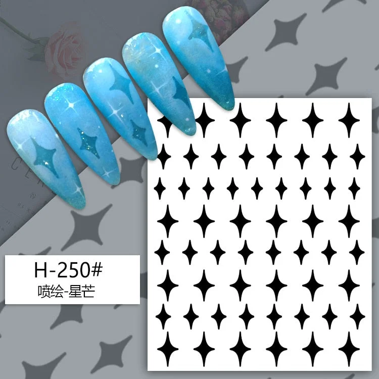 1PC 3D Nail Stickers Black Heart Love Self-Adhesive Slider Letters Nail Art Decorations Stars Decals Manicure Accessories-Nail Inspo