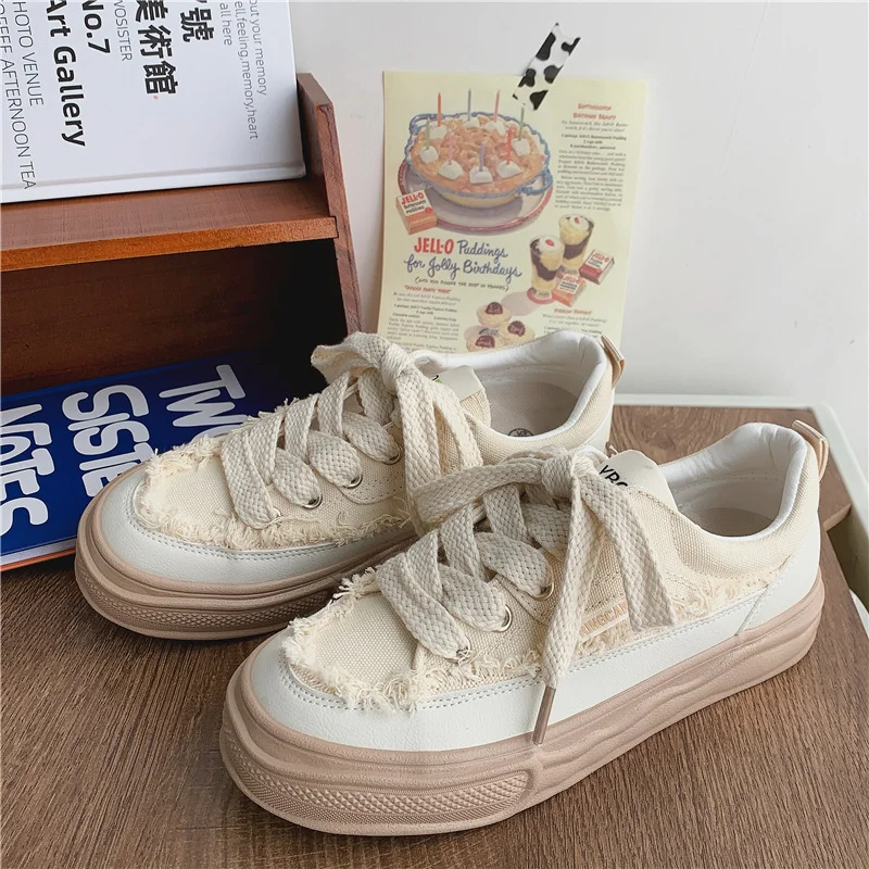 Canrulo Canvas Shoes Women's Platform Sneakers Chunky Designer Spring Autumn Casual Woman Sports Sneakers Shoes Tennis Female Green