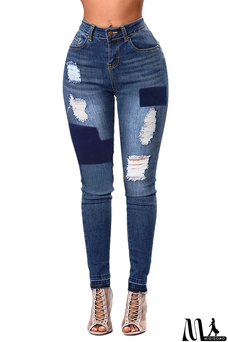 Individual Patched Ripped Jeans