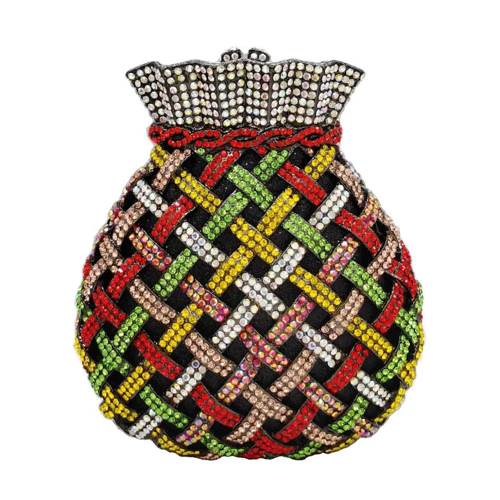 Fashion Yellow Crystal Evening Bags Party Purse Pouch Designer Bridal Wedding Clutch Bags Women Prom Handbags SM43