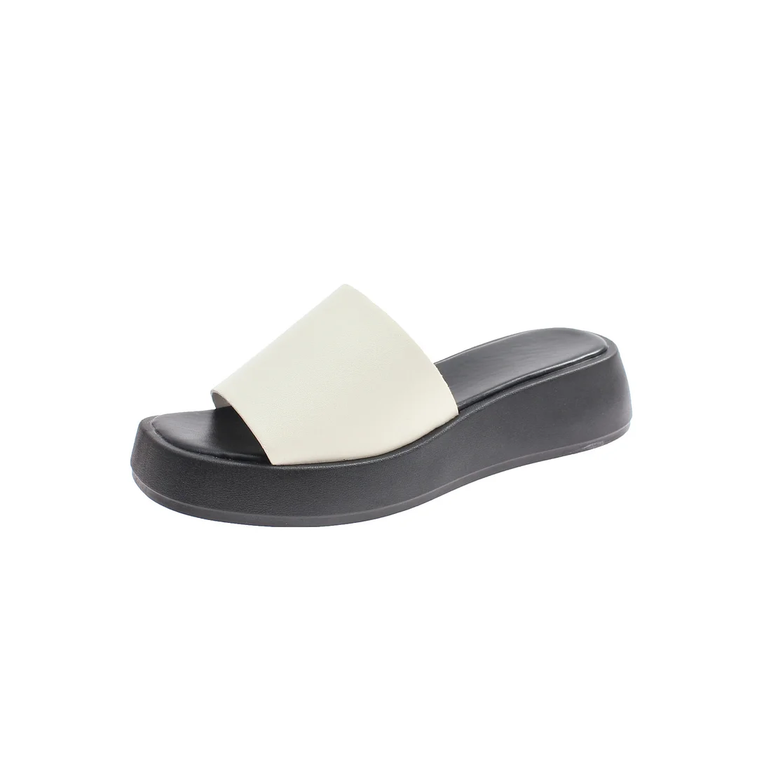 Tanguoant Tanguoant Bottom Slippers Female 2024 Summer New Korean Version Fashion Simple Square Head Flat Bottom Flip-Flip Slippers Female Tide