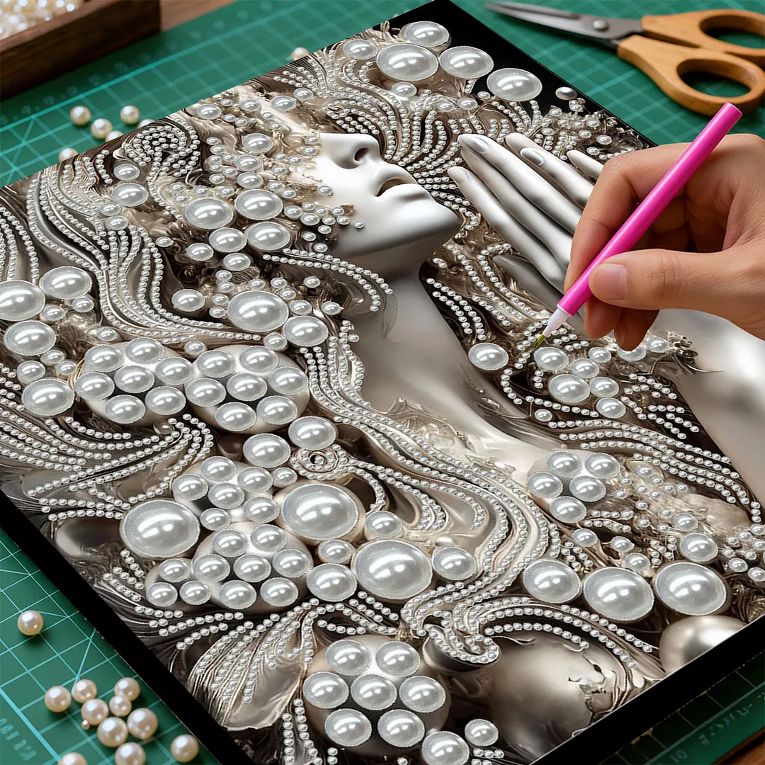 Pearl Praying Woman DIY Pearl Art Diamond Painting 30x30cm for Home Wall Decor