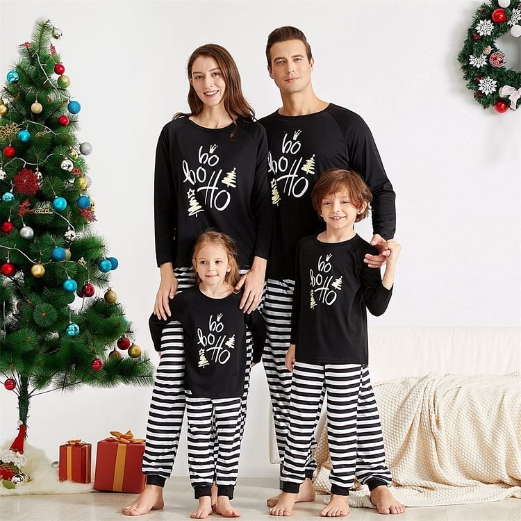Merry Christmas ' Ho Ho Ho ' Print Family Matching Pajamas Set