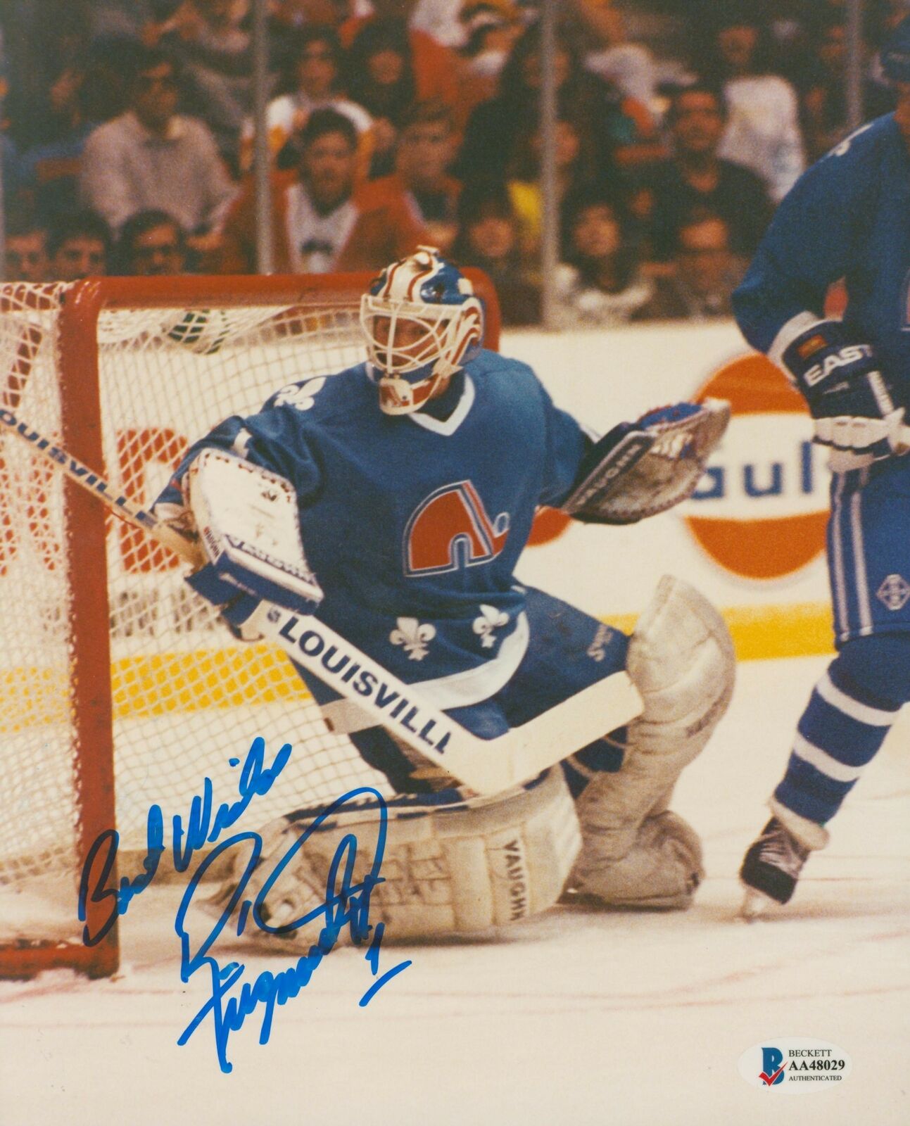 Nordiques Ron Tugnutt Best Wishes Authentic Signed 8x10 Photo Poster painting BAS #AA48029