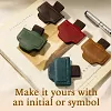 Magnetic Genuine Leather Book Clip Bookmark with Pen Holder 