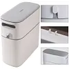 Trash Can Narrow Garbage Container Bin with Press Type Lid for Bathroom Kitchen