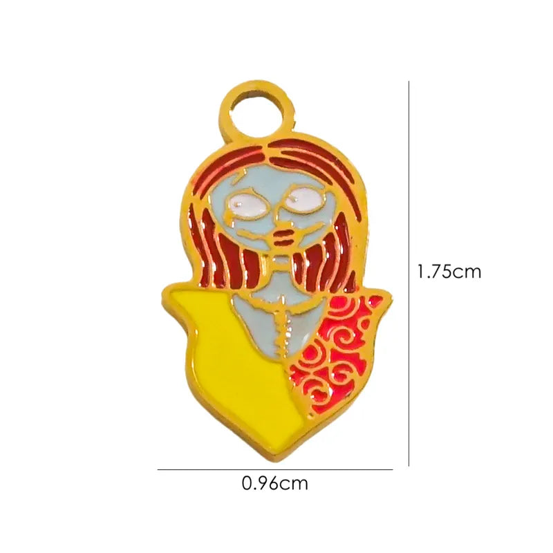 1 Piece 10*14.8mm 8.3*14.8mm 9.1*15.2mm 304 Stainless Steel 14K Gold Plated Pumpkin Skull Grimace Pendant Jewelry Accessories