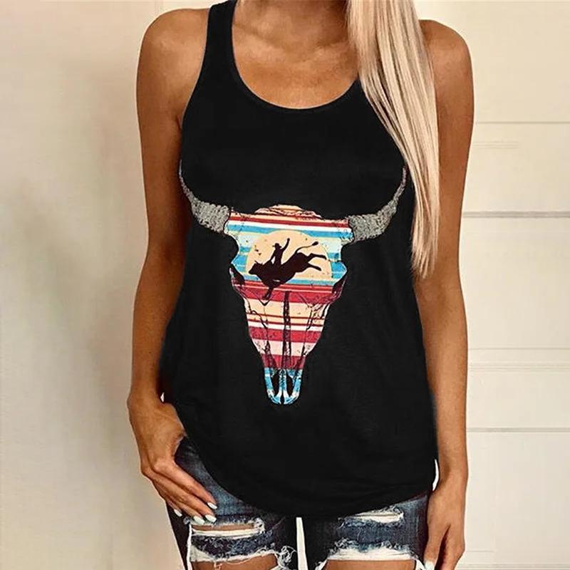 Cow bone color pattern printed vest