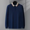Men's New Business Plaid Collar Long-sleeved Fashionable Daily Casual Polo Shirt