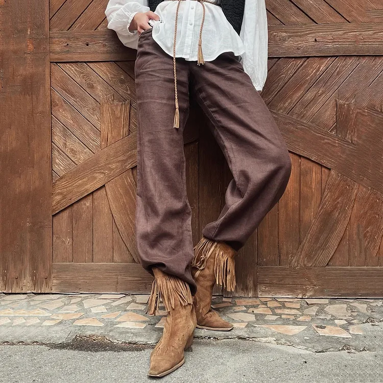 Ladies Retro Elegant Linen Pants