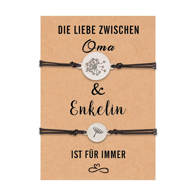 Kettenmachen Löwenzahn Armbänder Set-Die Liebe zwischen Oma & Enkelin ist für immer-Geschenk mit Nachrichtenkarte