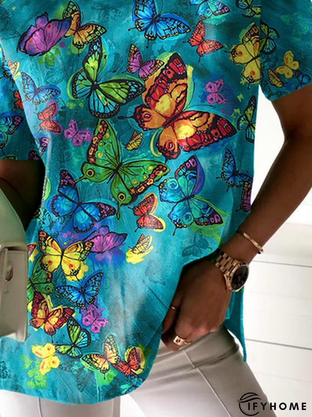 Casual Butterfly Crew Neck T-Shirt | IFYHOME