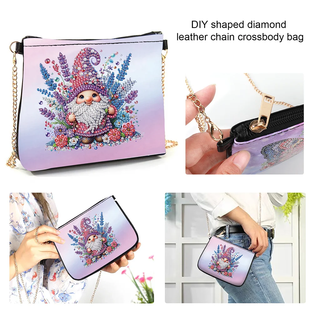 Lavender Fairy Diamond Painting Coin Chain Purse 5D Diamond Handmade Chain Bag