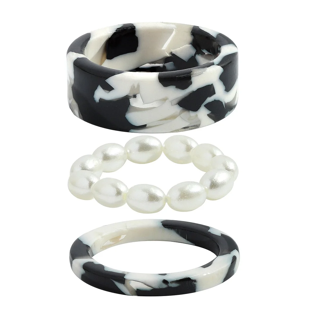 Dvacaman 2021 New Trendy Hand-Painted Candy Color Dripping Oil Geometric Chain Rings Set for Women Colorful Irregular Open Rings