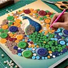 Kit de peinture circulaire en r&eacute;sine de paon bricolage 30x30cm avec cadre rond de boutons cr&eacute;atifs peinture pour adultes d&eacute;butants arts cr&eacute;atifs d&eacute;coration int&eacute;rieure