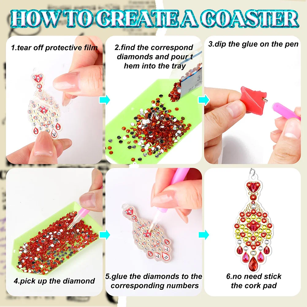 10 Pairs Double Sided Diamond Painting Earrings Gift for Women Girls 