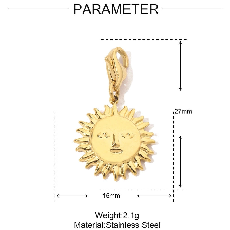 3 PCS/Package Titanium Steel Rhinestones Sun Moon Pendant Jewelry Accessories