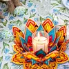 Peinture en diamant en 5D DIY d&eacute;coration de bureau en acrylique, bougeoirs fleurs, brise-lumi&egrave;re, d&eacute;coration de bureau maison artisanale pour adultes d&eacute;butants (Orange Lotus)