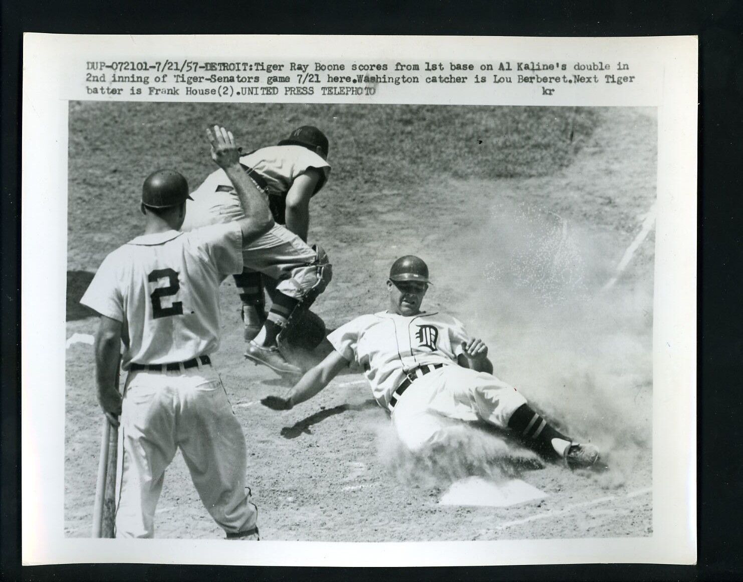 Ray Boone Frank House Lou Berberet 1957 Press Photo Poster painting Detroit Tigers Senators