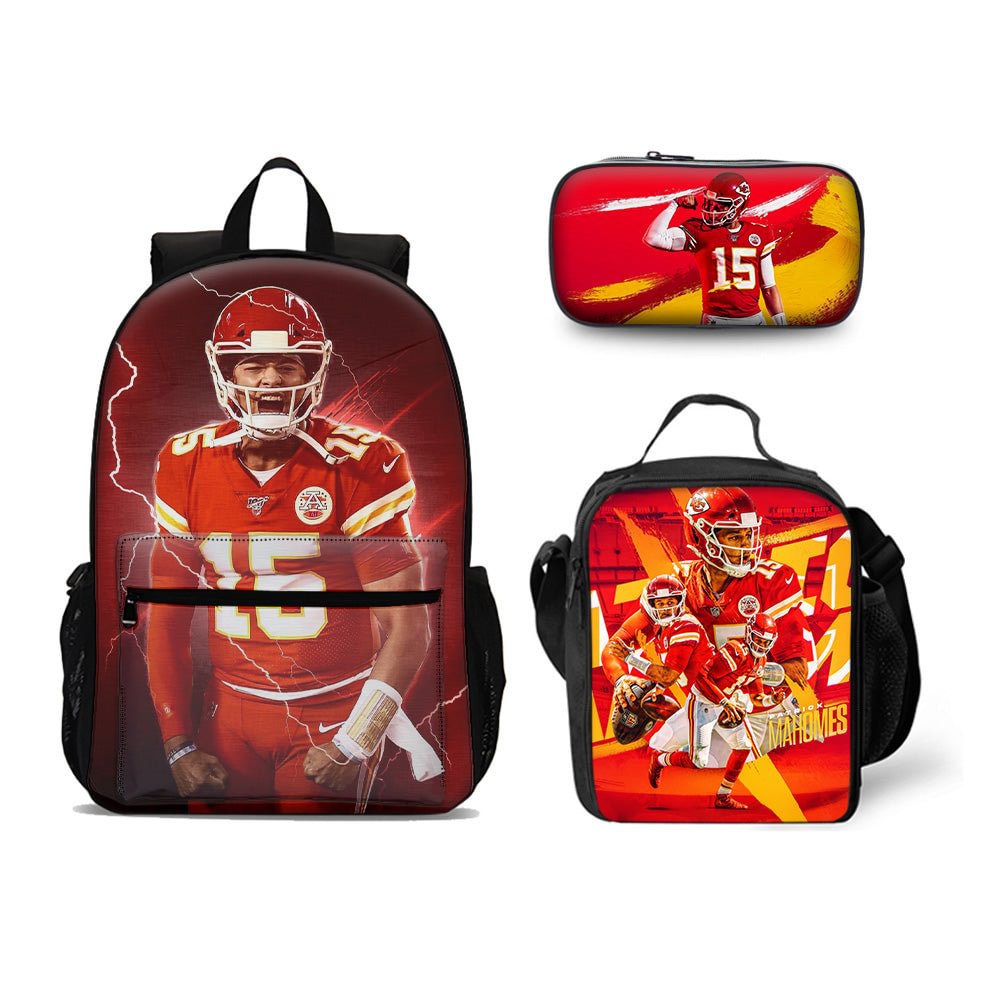 Patrick Mahomes Backpack Set School Bookbag Pencil Case Insulated Lunch Bag for Kids