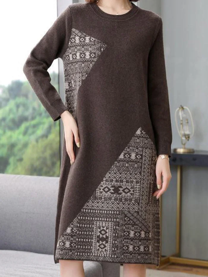 Knitted Plus Size Cozy Solid Midi Dress