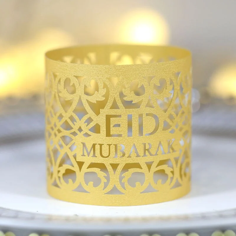10/20/30pcs Eid Mubarak Paper Napkin Ring Ramadan Decorations for Home Napkin Holder EID Muslim Party Ramadan Kareem Table Decor