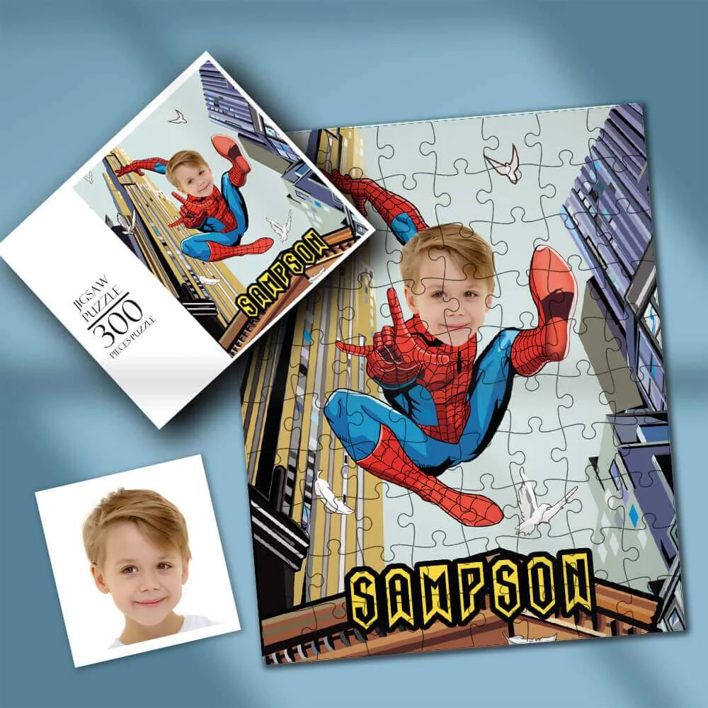 Custom Face Photo Spider Man Style Personalized Jigsaw Puzzle - 35-1000 pieces