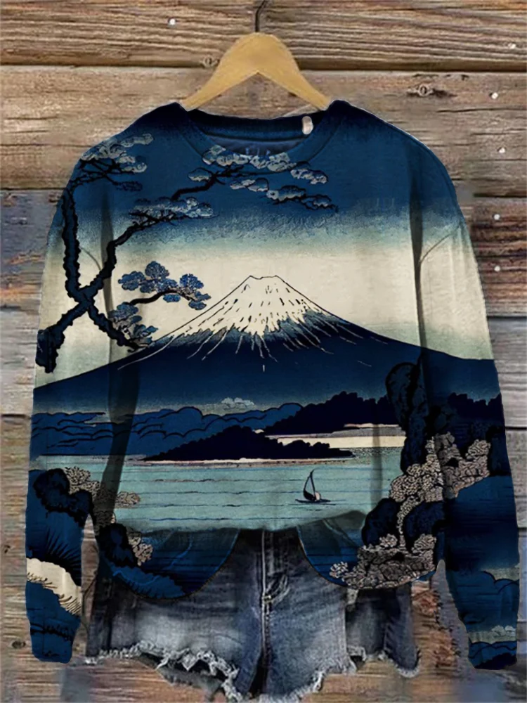 Mount Fuji Landscape Japanese Art Sweatshirt