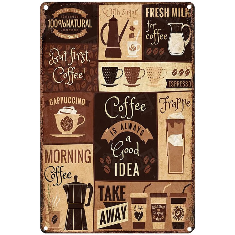 Coffee - Vintage Tin Signs/Wooden Signs - 7.9x11.8in & 11.8x15.7in