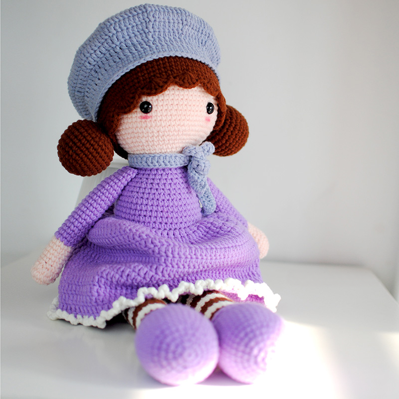 DIY Crochet Kit - Beret-Wearing Girl Yarn Toy Set