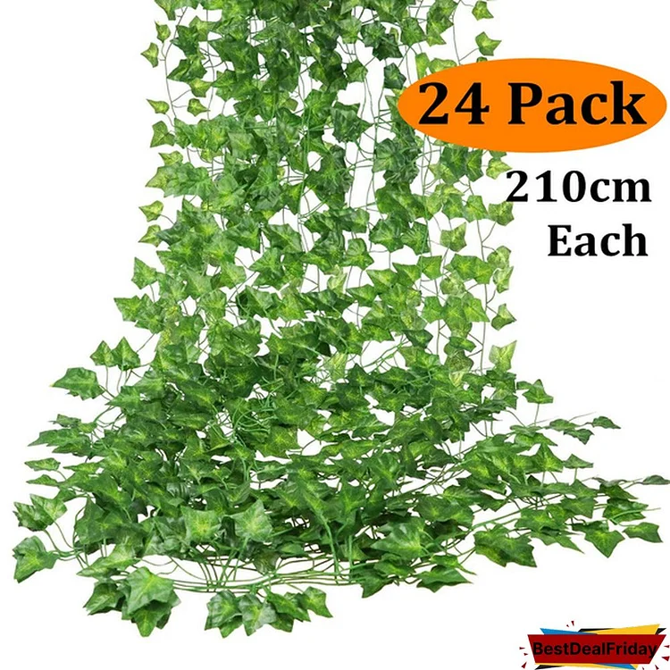 24/12/6Pack 7Ft Artificial Ivy Leaf Plants Vine Hanging Garland Fake Foliage Flowers Home Kitchen Garden Office Wedding Wall Decor Green