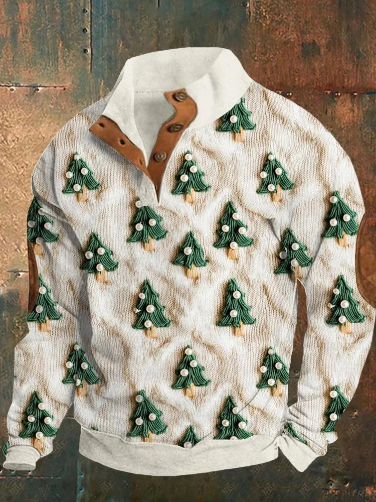 Men's Christmas Tree Knitted Pattern Comfy Sweatshirt